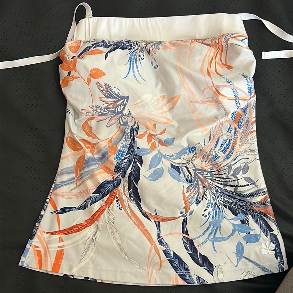 Hapari White and Orange Floral Bikini Top